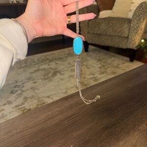 Kendra Scott Blue Pendant Necklace with Silver Chain